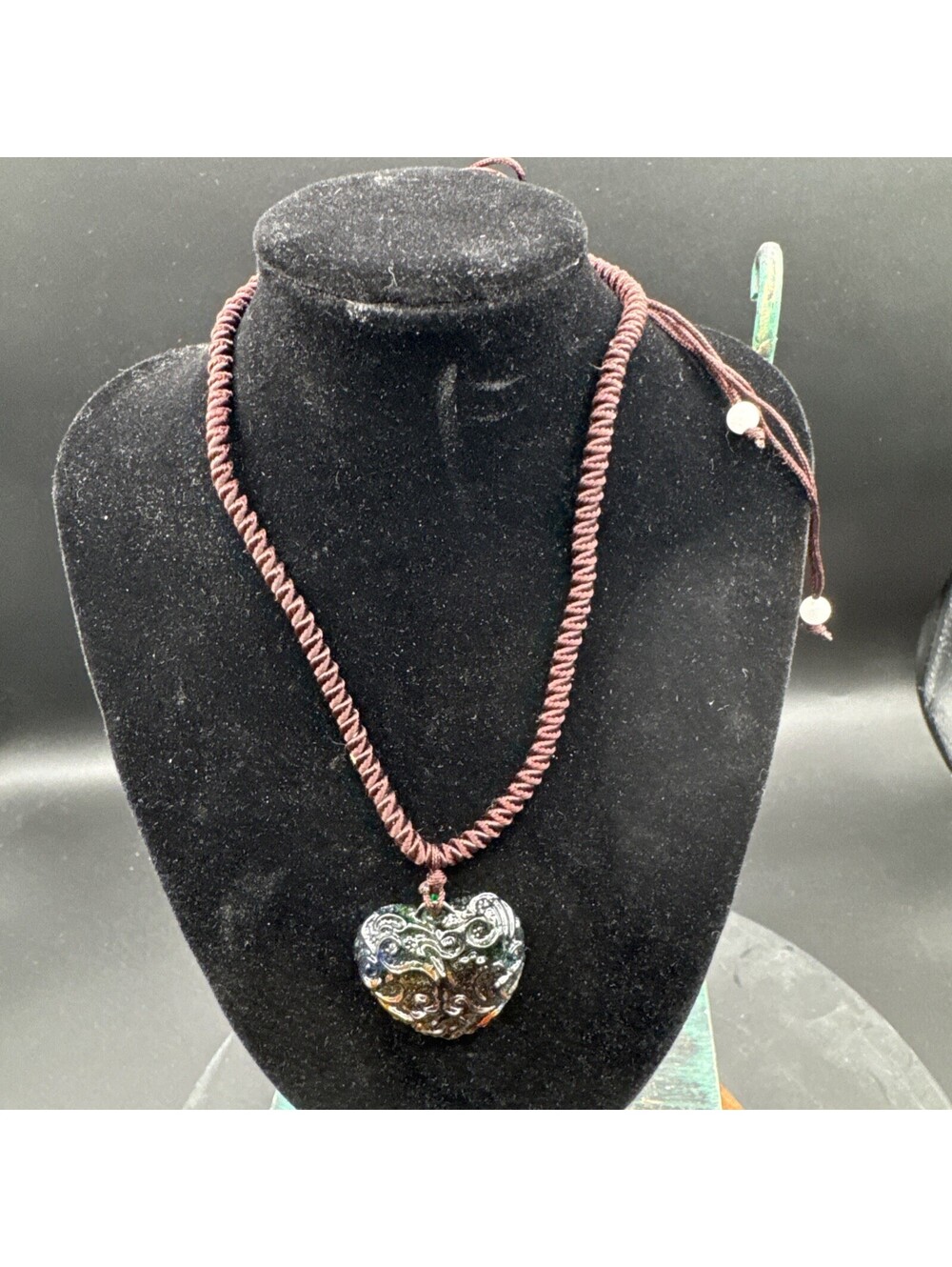 Handmade Macrame Necklace with Large Multicolor Glass Bead Boho Chic Statement